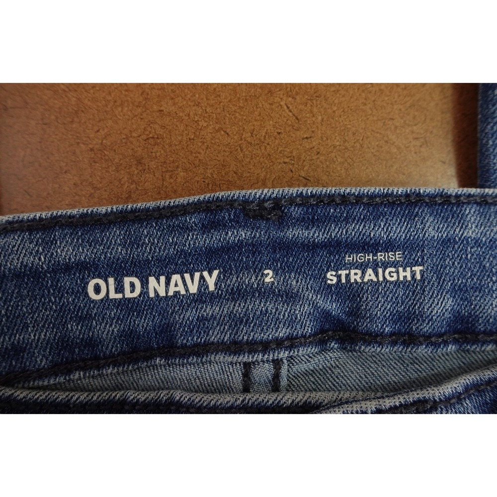 Old Navy Womens Size 2 Medium Wash Denim High Rise Straight Leg Jeans - Picture 2 of 9